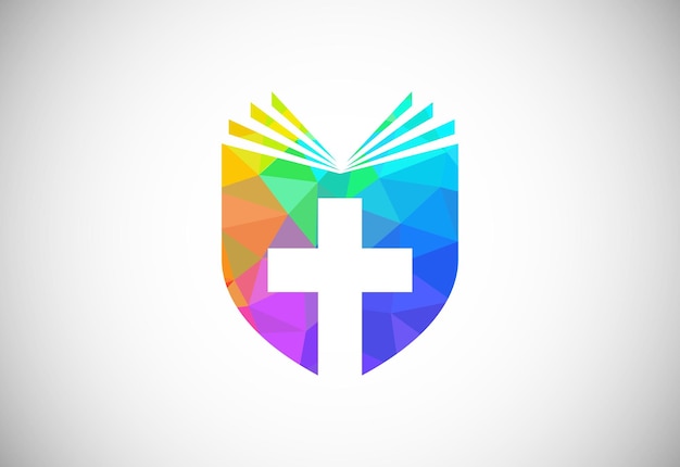 Логотип церкви в низкополигональном стиле Христианские знаки Крест Иисуса