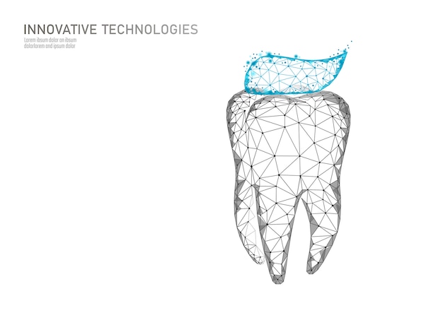 Low poly tooth protection medical concept.