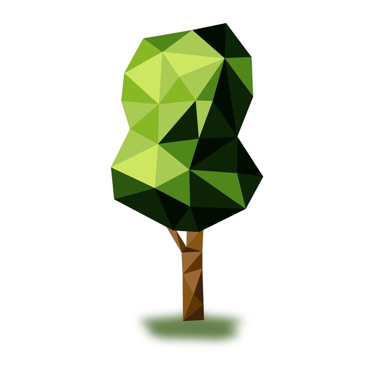 Vector low poly tree for landscape designs geometric 3d tree entourage vector