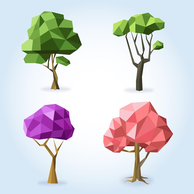 Vector low poly trees