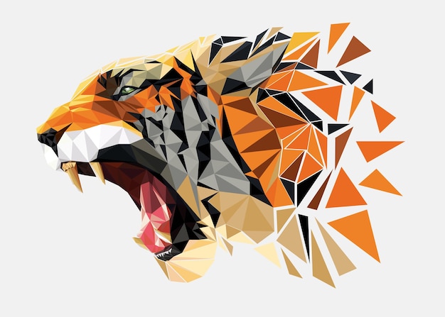 Low poly vector design Tiger illustration Year of the tiger 2022