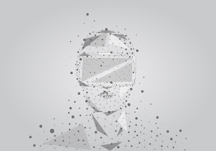 Vector low poly wire outline geometric illustration virtual reality glasses