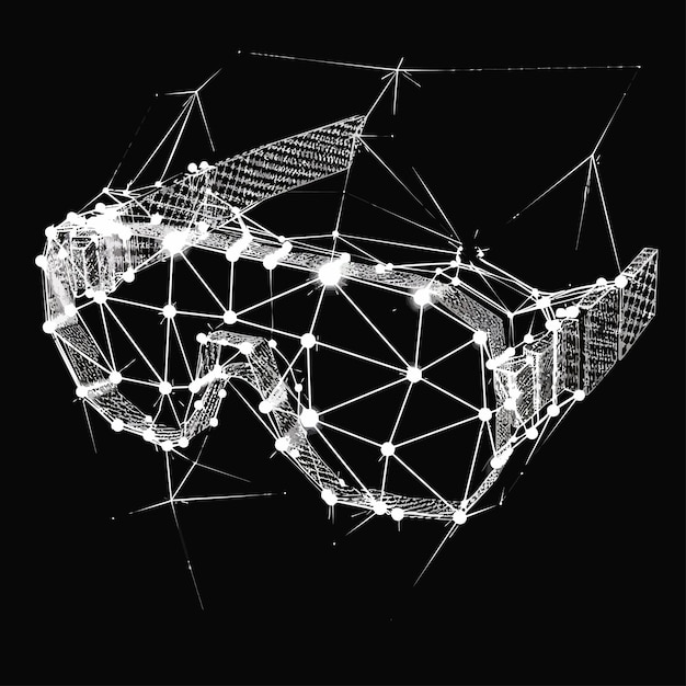 Vector low_poly_wire_outline_geometric_illustrationvirtual_reality