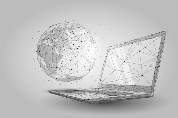 Low poly wireframe global world.