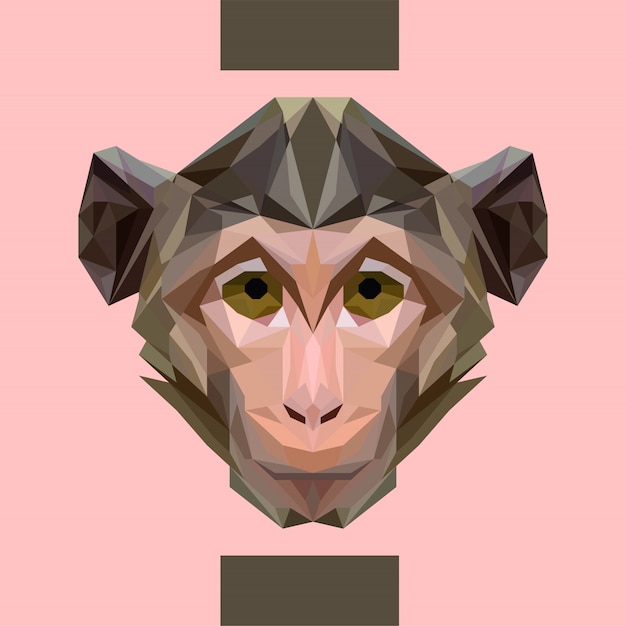 Low Polygonal Monkey Head Vector