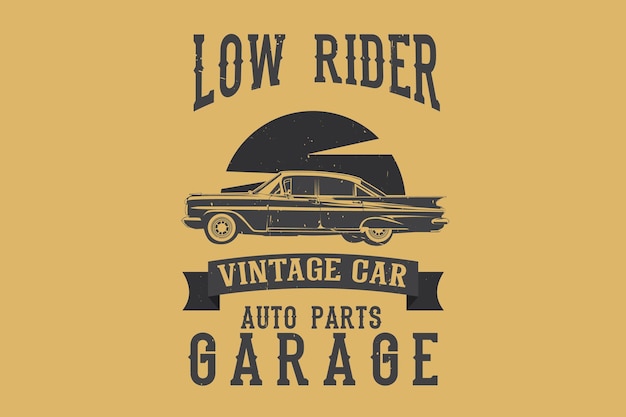 Vector low rider vintage car auto parts garage silhouette design