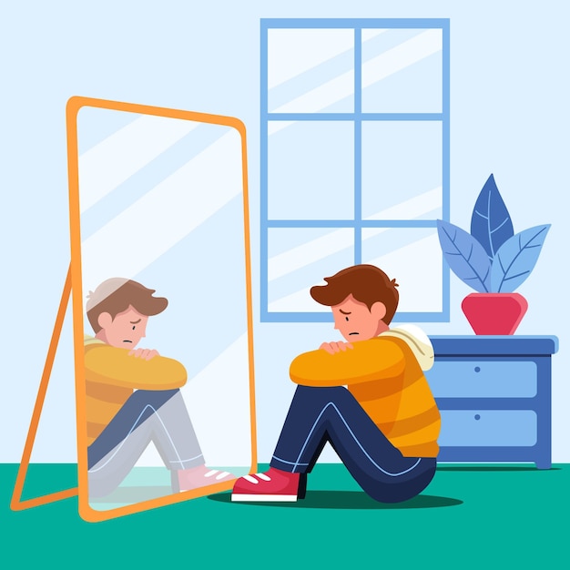 Vector low self-esteem illustration