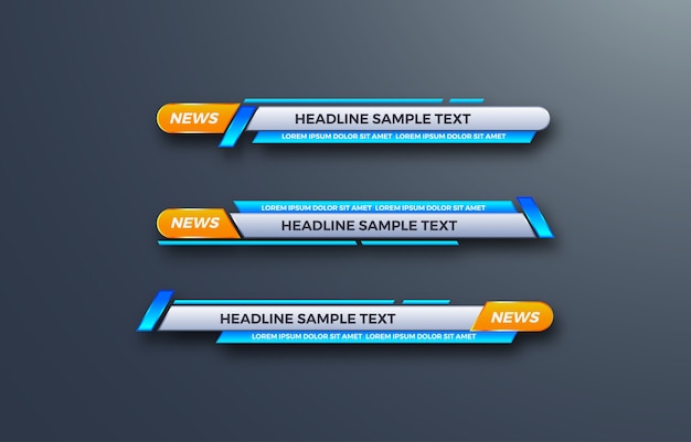 Vector lower third banner. tv, bars, set. streaming video. breaking news,sport news, interface, design template