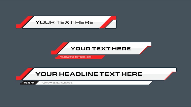 Vector lower third vector design with red shape overlay strip text video