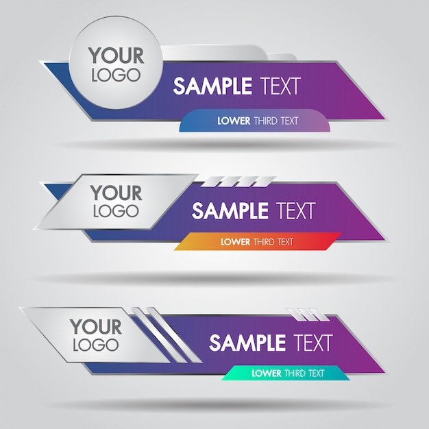 Lower third white and colorful design template modern contemporary.