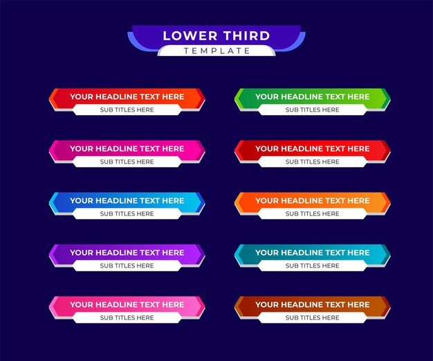 Вектор Шаблон нижней трети или красочный шаблон нижней трети или современный шаблон баннера нижней трети