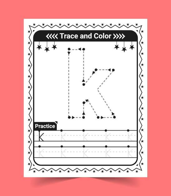 Vector lowercase english letter tracing worksheet for kids