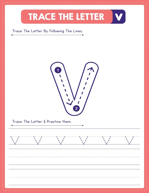 Lowercase Letter Tracing Handwriting Practice Worksheet With Arrow Direction Alphabet v