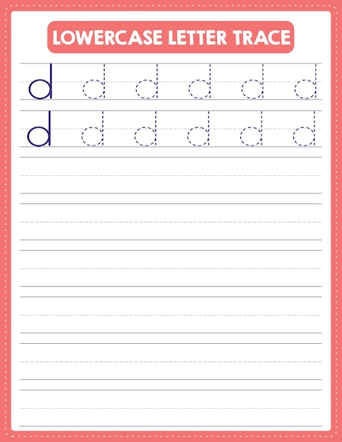 Lowercase Letter Tracing Handwriting Worksheet With Arrow Direction Alphabet d