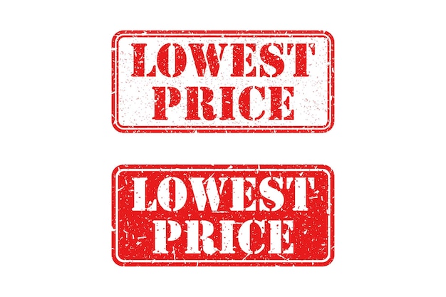 Vector lowest price red stamp on white background