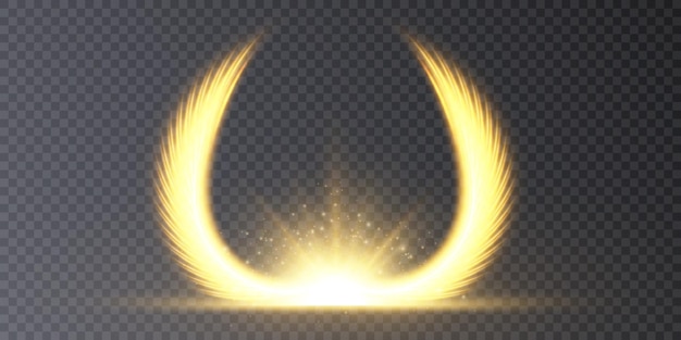 lowing stylized angel wings on a transparent background phoenix wings light effect vector