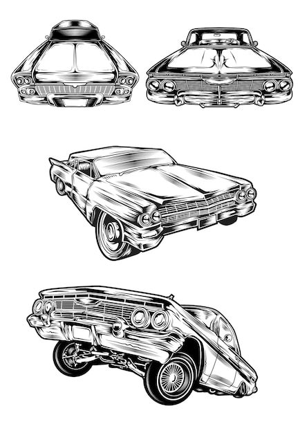 Lowrider car lineart