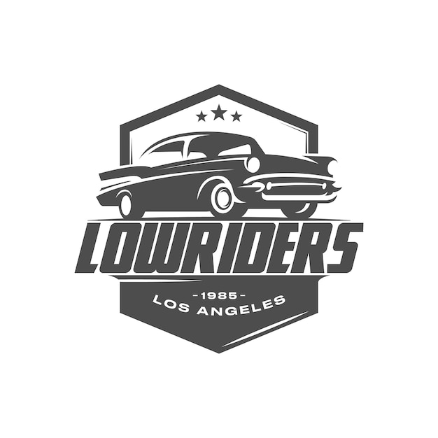 Vector lowriders logo retro car label badge