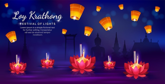 Vector loy krathong banner concept