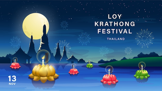 Loy krathong festival-achtergrond.