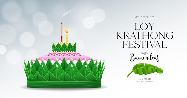 Loy krathong-festival in thailand, banaan groen blad