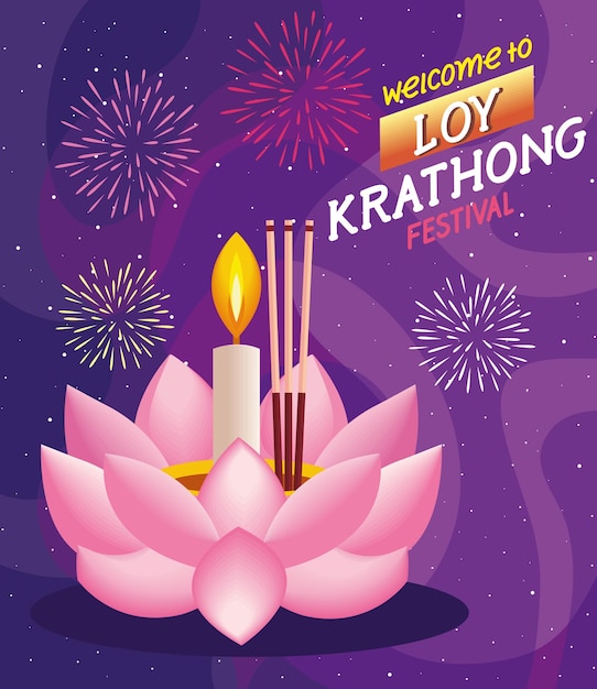 loy krathong festival lettering