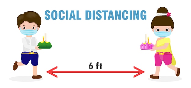 Vettore loy krathong festival per il nuovo normale coronavirus o covid 19