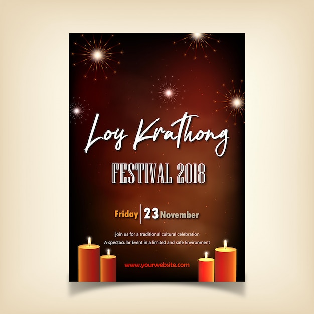 Vettore manifesto del festival krathong loy