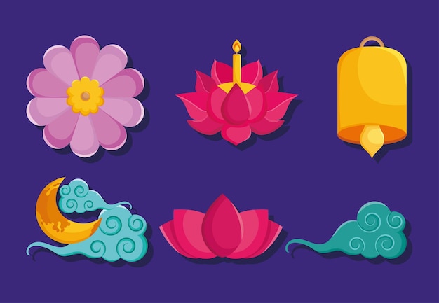 Loy krathong icon set