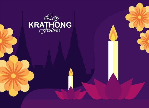 Loy krathong lettering poster