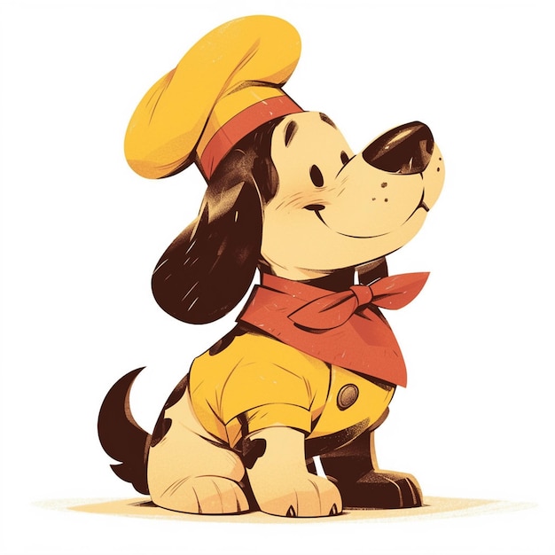 A loyal dog chef cartoon style