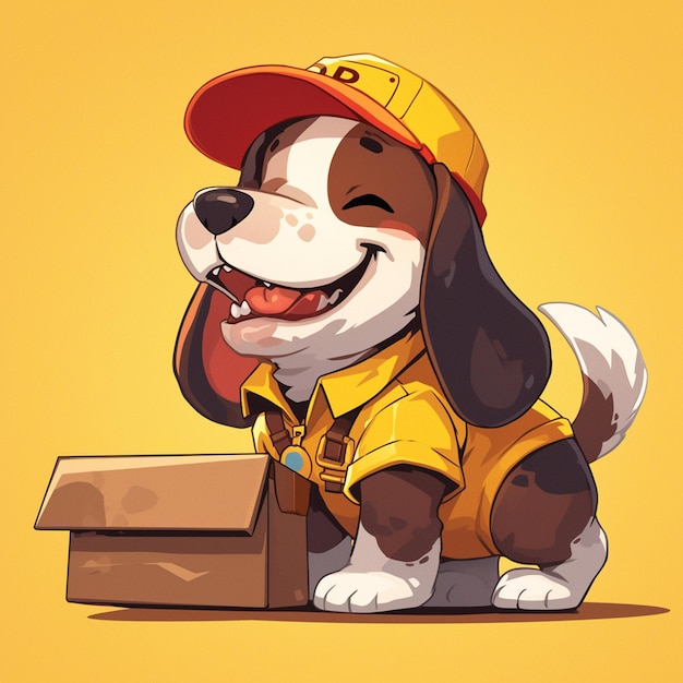 Vector a loyal dog laundry worker cartoon style