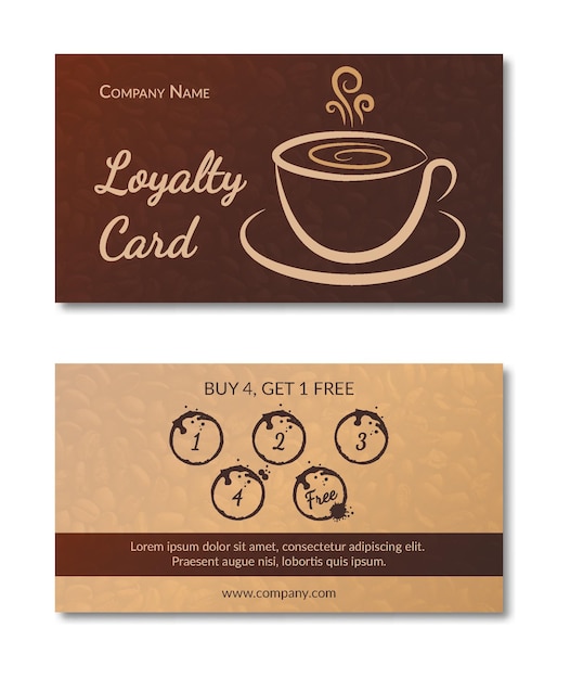 Loyalty card coffee shop, vector.