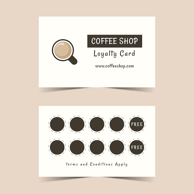 Design della carta fedeltà per il caffè del caffè design della carta regalo