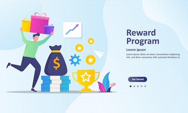 Vector loyalty program and get rewards landing page template