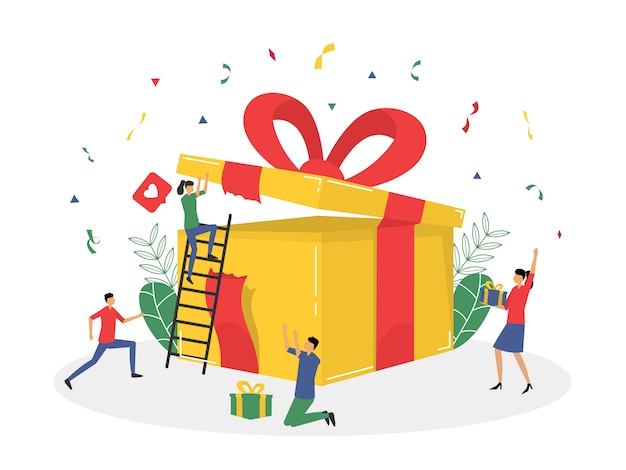 loyalty program and getting gift and reward flat illustration