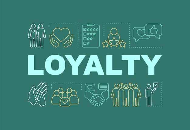 Loyalty word concepts banner glory popularity leadership social relationship presentation website isolated lettering typography idea linear icons famous person vector outline illustration