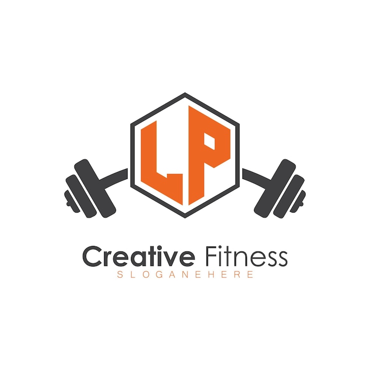 Vector lp initial monogram for fitness logo with polygon style design
