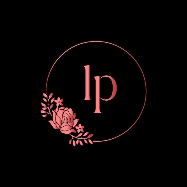 Логотип LP Monogram для праздничного мероприятия, свадьбы, поздравительной открытки, приглашения Vector Template