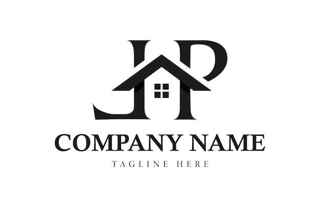 LP real estate home or house letter logo design template