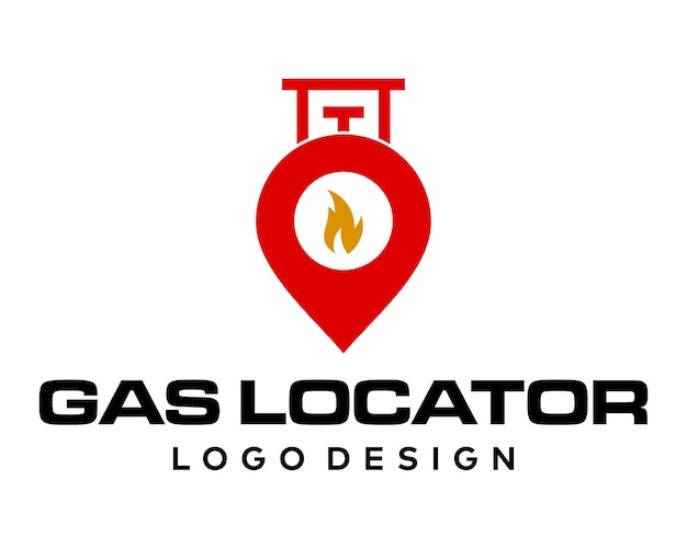 Lpg cilinder en locatie icoon logo ontwerp.