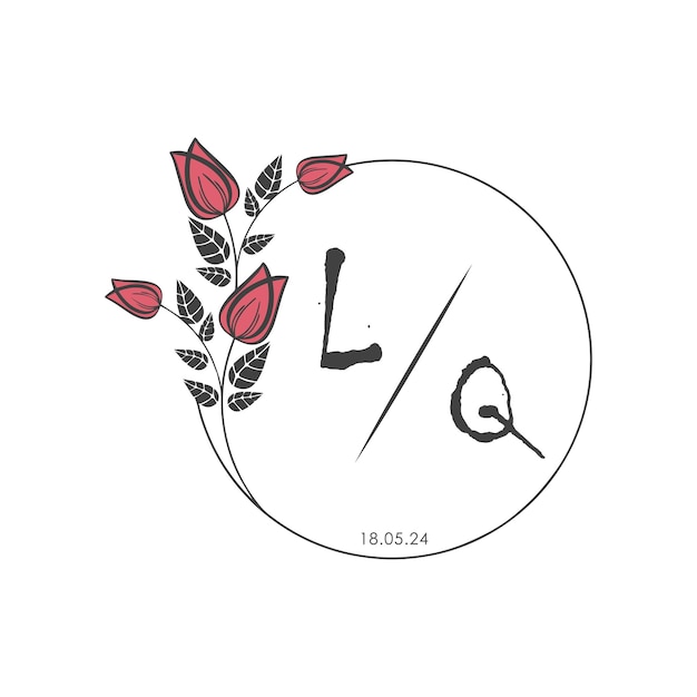 Vector lq initial monogram some rose circle wedding with creative design