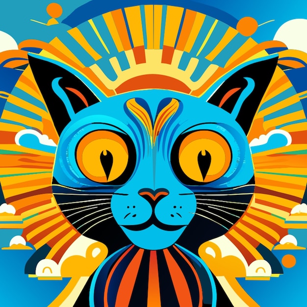 lsd cat vector illustration cartoon