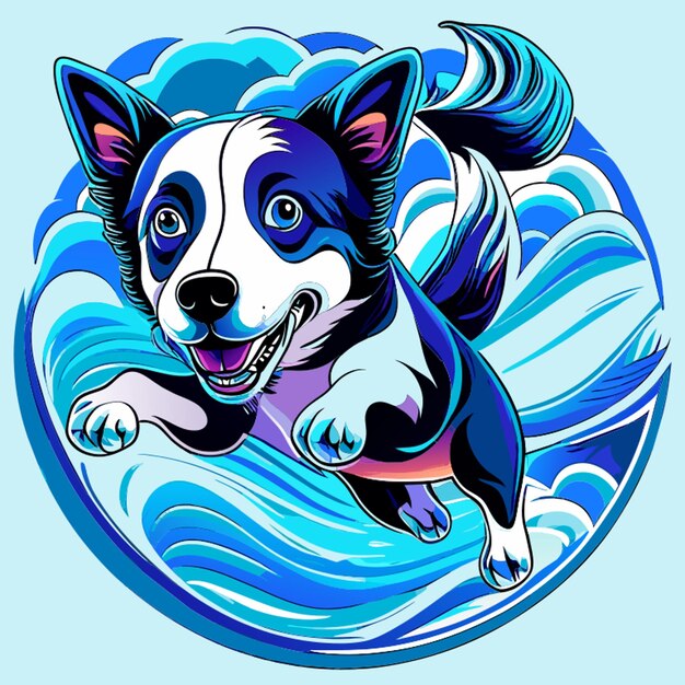 Lsd dog jumping vector illustration cartoon