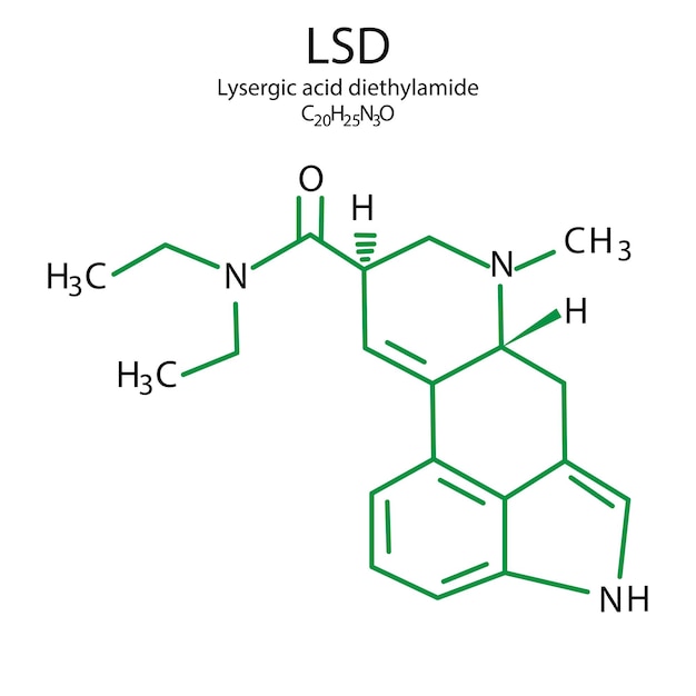 Vector lsd formule con voor medisch ontwerp lyserginezuur diethylamide formule vector illustratie