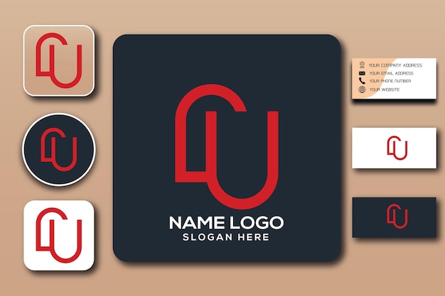 LU monogram logo template color editable