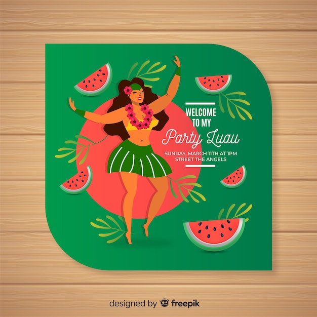 Luau watermelon invitation template