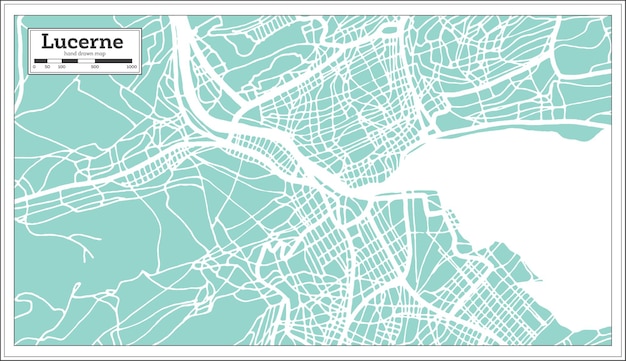 Mappa della città di lucerna svizzera in stile retrò