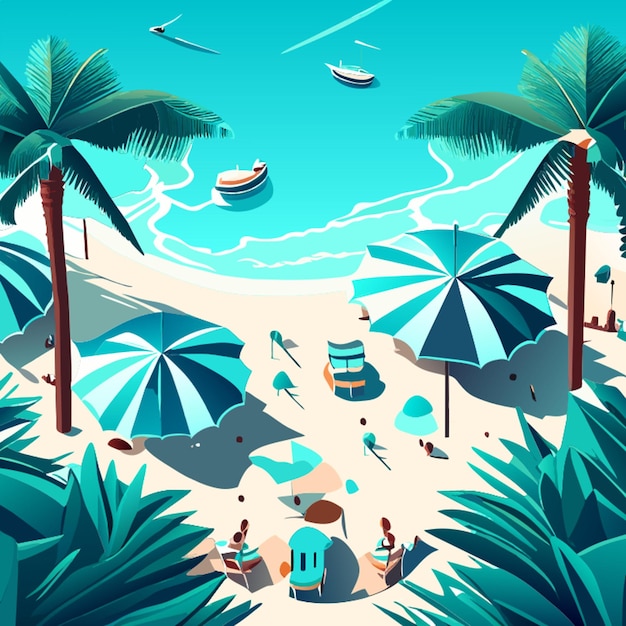 Lucht uitzicht op geweldig strand met paraplu's en ligstoelen bedden dicht bij turquoise zee top uitzicht