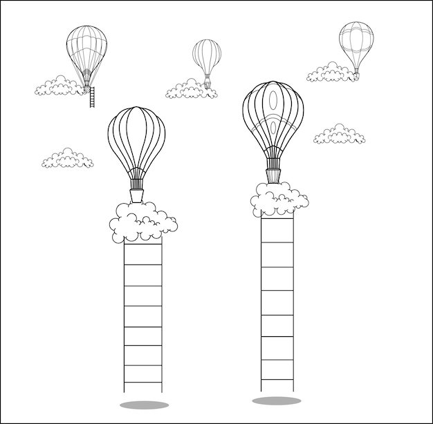 Luchtballon met ladder